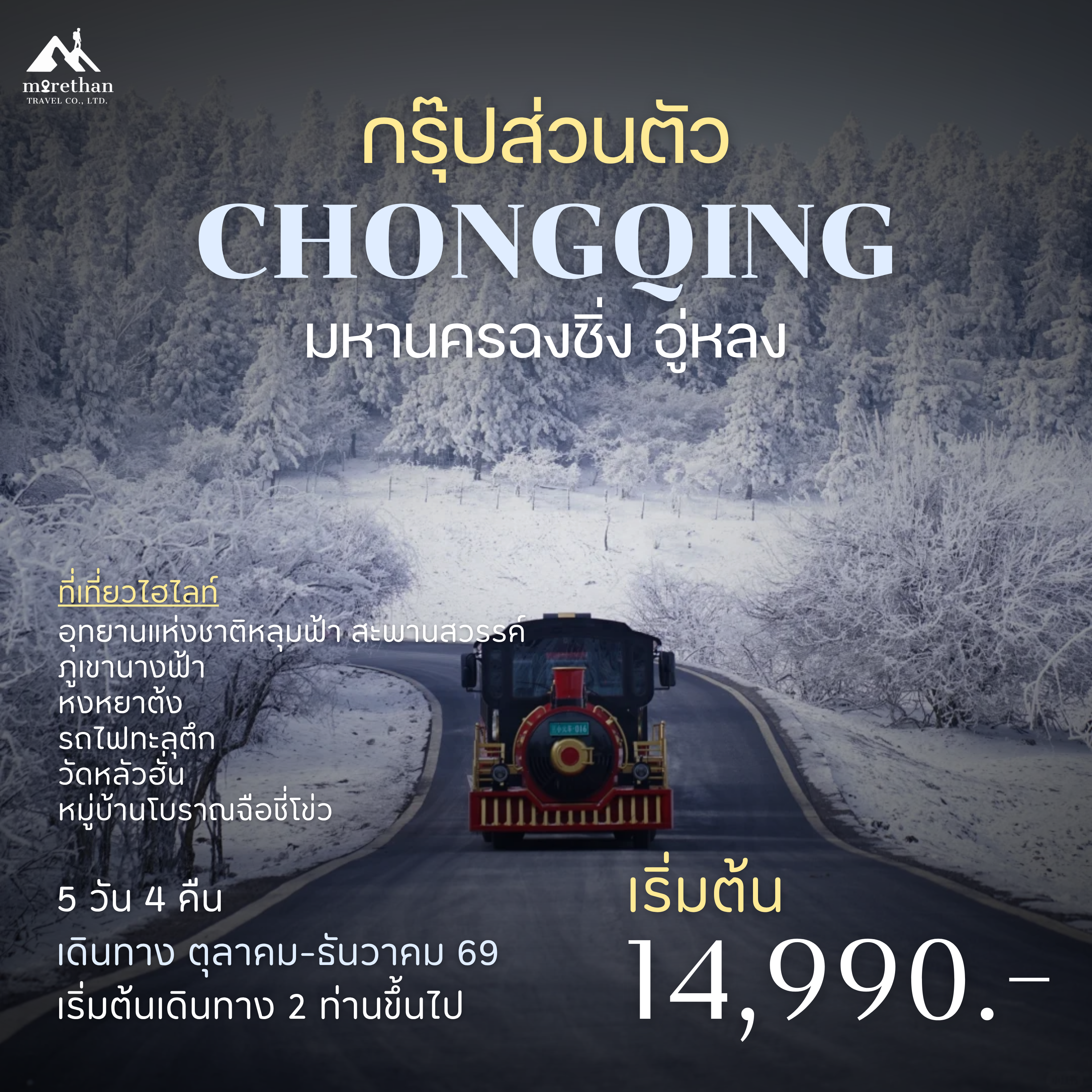 โปรแกรมส่วนตัว ฉงชิ่ง อู่หลง 5 วัน 4 คืน