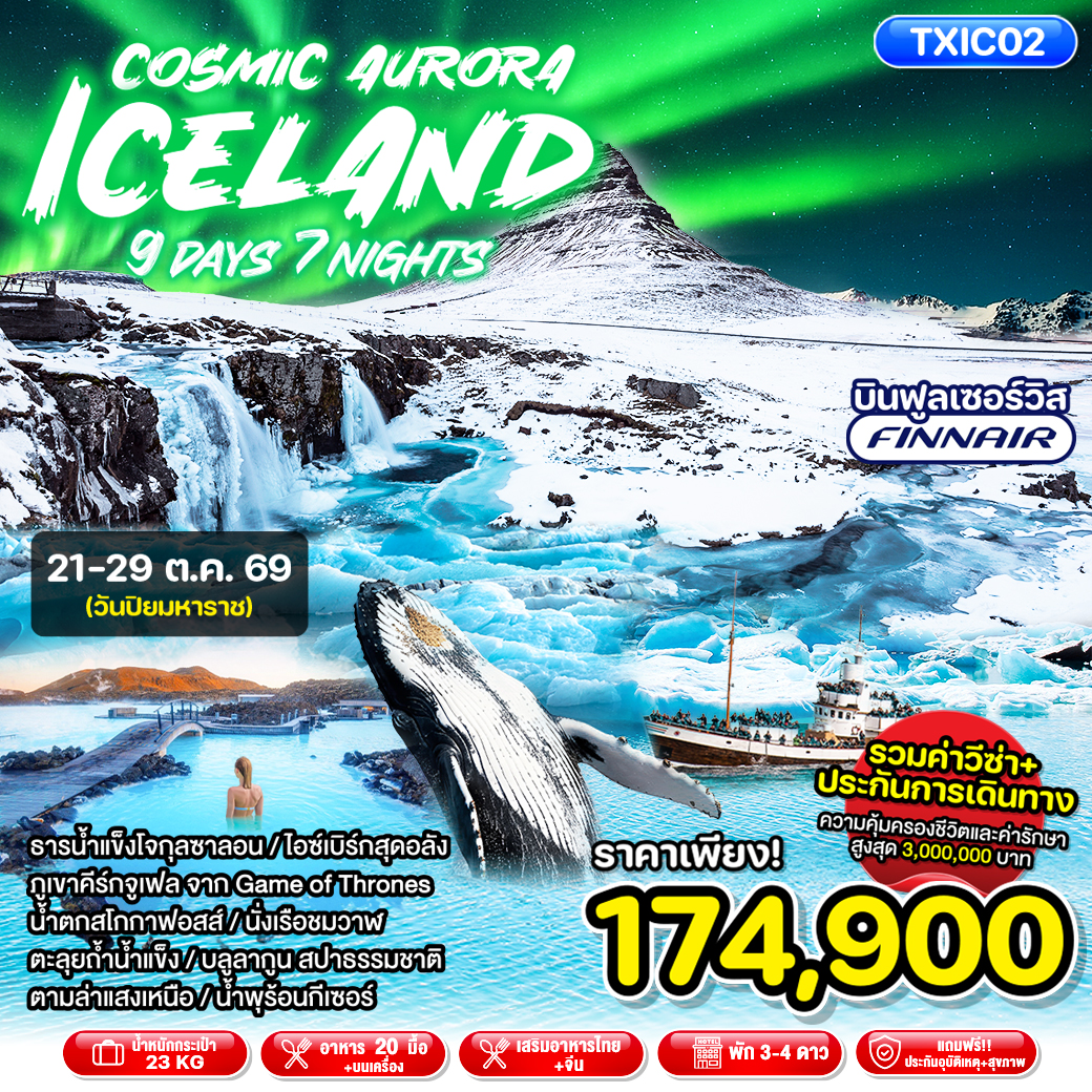 ทัวร์ไอซ์แลนด์ Cosmic Aurora Iceland 9วัน 7คืน (AY)